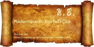 Maderspach Borbála névjegykártya